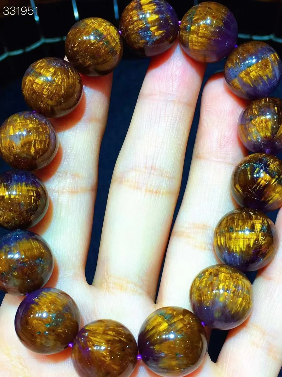 

Natural Auralite 23 Purple Cacoxenite Cat Eye Round Beads Bracelet 14.3mm Women Men Canada Stretch Rutilated Jewelry AAAAA