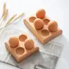 Multipurpose Handle Wood Egg Holder 4/6 Grids Double Row Wood Egg Tray Durable Hanging Hole Egg Keeper Countertop 2