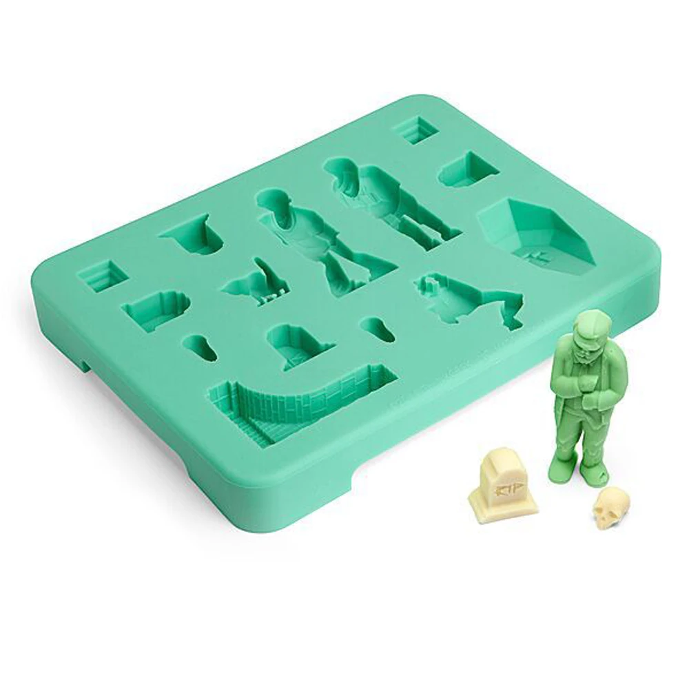 Halloween Creative Chocolate Mould Cake Ice Lattice Tools Zombie Coffin Tomb Skeleton Cat Cake Decoration Candy Silicone Molds