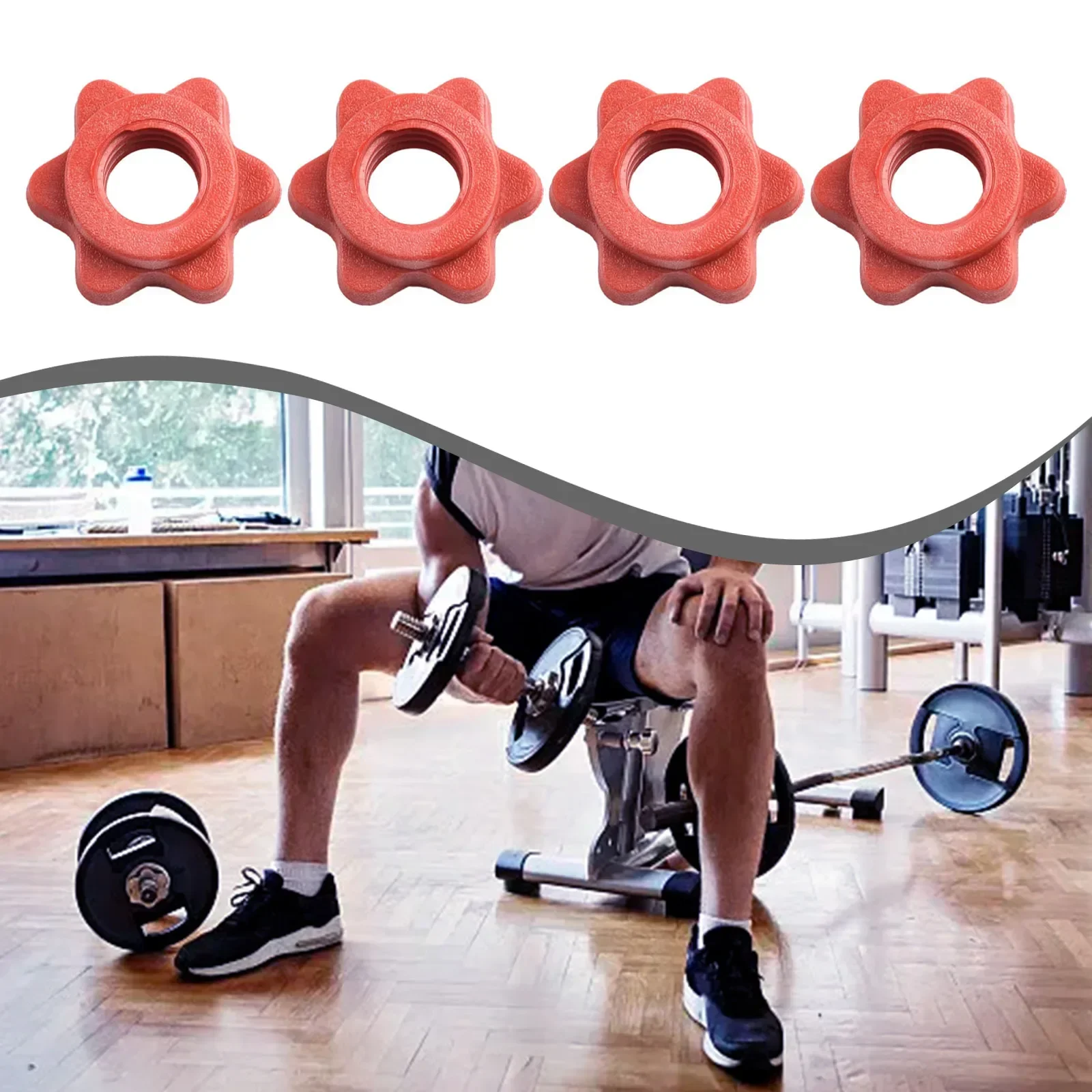 25mm(1") Dumbbell Nut 4pc Bar Spinlock Weight Barbell Check Clips Dumbbell Lock Nut Plastic Red Spin