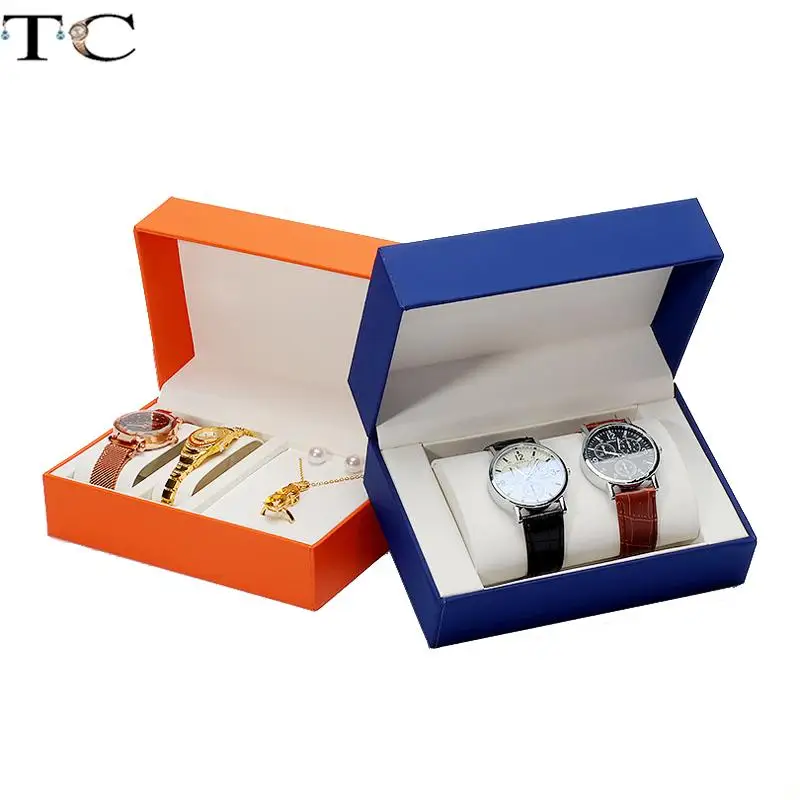 Leather Watch Box Jewelry Watch Necklace Set Box Couple Pair Watch Box Gift Packaging Box Watch Storage Box Necklace Storage Box