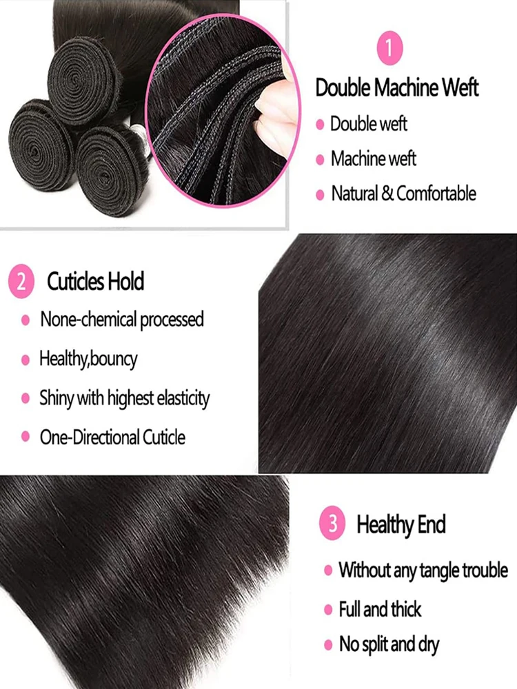 Brazilian Hair Weave Bundles Bone Straight 28 30 32" 1 3 4 Bundles Virgin Remy Human Hair Raw Extensions Tissage