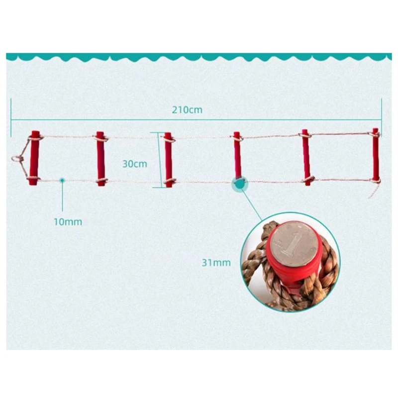 Kids Rope Ladder, Outdoor Plastic Rungs PE Rope Ladder For Boys Kids, Climbing Ladder Toy Exercise Equipment 5