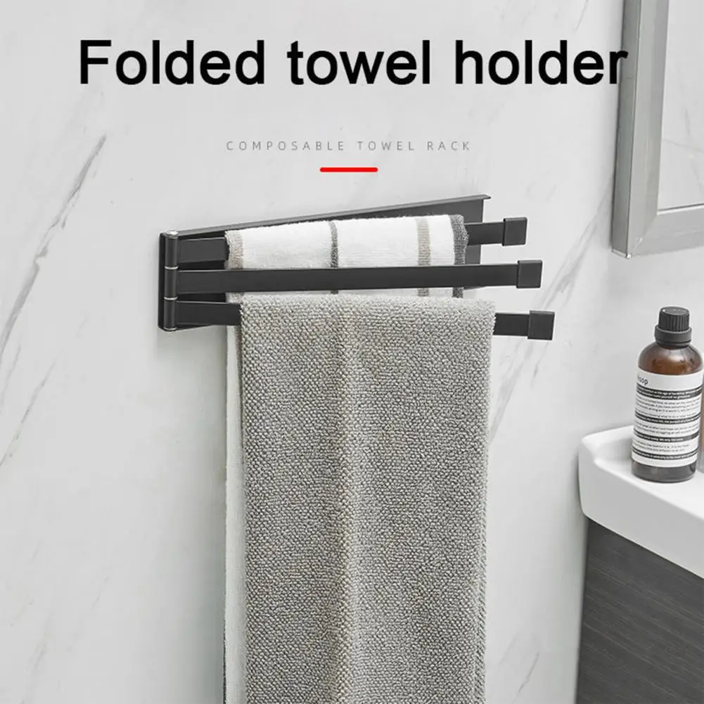 

Magnetic Towel Rail Punch-Free Installation Wall Mounted Bathroom Folding Towel Drying Rack Kitchen Rag Hand Towel Storage Shelf