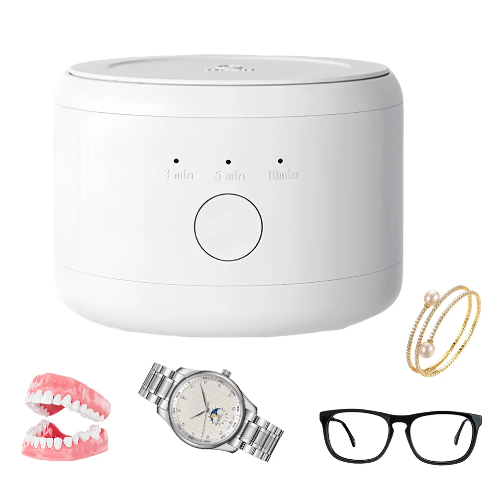 Ultrasonic High Frequency Vibration Cleaner One-Touch Operation Automatic Cleaning Device 3 Speeds Timing for Home Office Travel