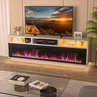 58 "fireplace TV Cabinet, Suitable for TVs Up To 65", Living Room TV Console, LED Lights Entertainment Center 1