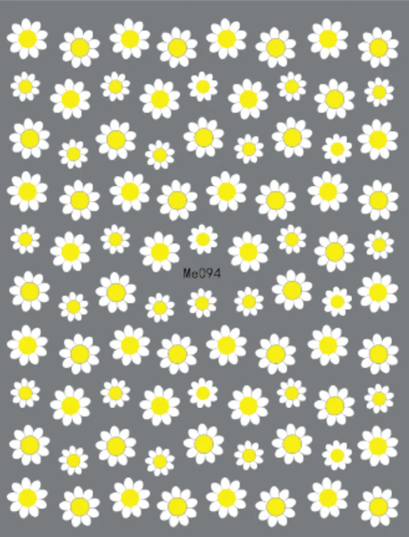 Nail Art Flower Daisy Embossed Stickers Nail Sliders Simple Floral Design Elegant Self Adhesive Nail Art Decals Decoration 4