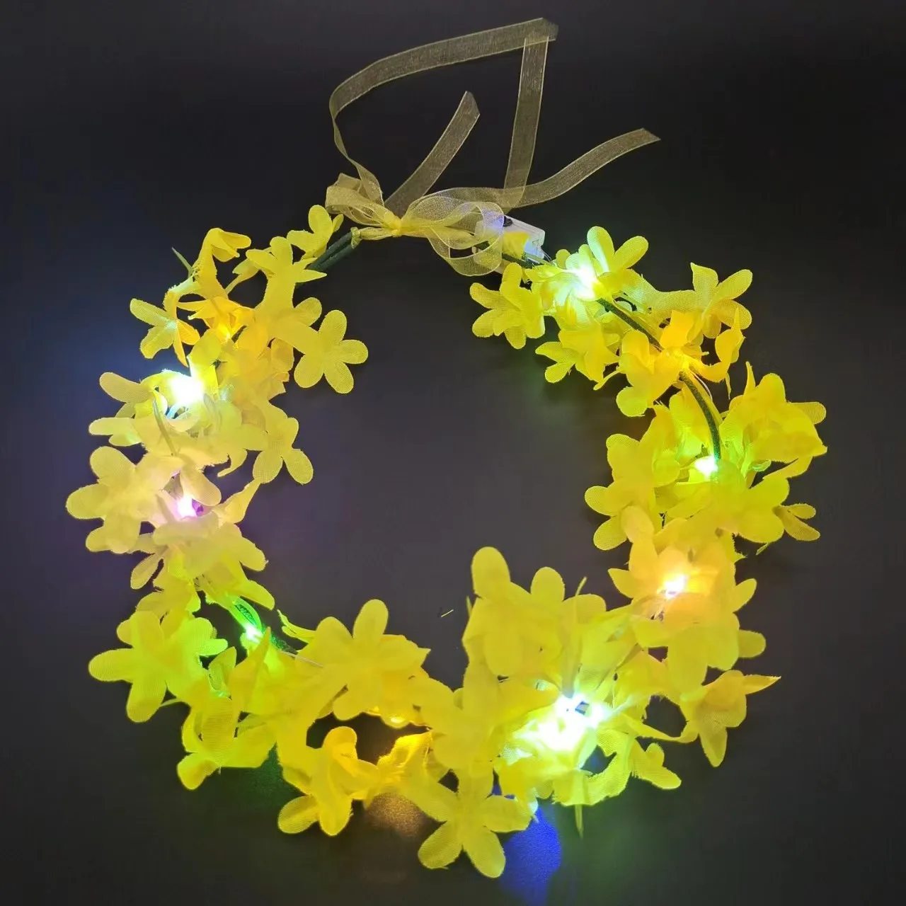 Garland Glowing Tiara Wreath Crown Flower Headband Glowing Wreath for Wedding Party Christmas