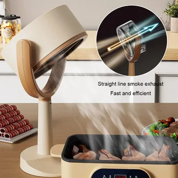 Portable Range Hood For Indoor Hot Pot & BBQ 8W 3000mAh Adjustable Angle Desktop Exhaust with 10 Filter Sponges 1