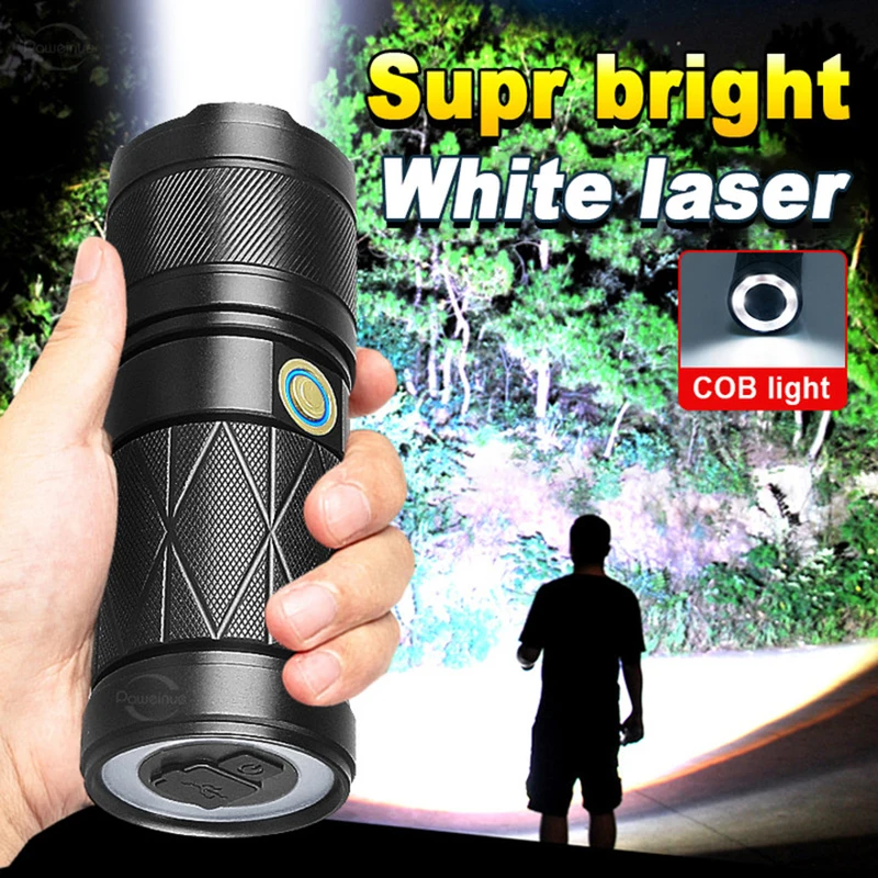 LED Powerful Flashlight Rechargeable Tactical Flashlights Lantern Zoom Long Range 1500m Torch Built In Battery with COB light
