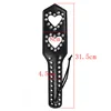 31.5cm Heart Shaped Hollow Paddle Riding Crops Flogger Horsewhips Spikes Rivet Inlay Leather Spanking Paddle Slapper 5