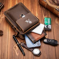 Crazy Horse Skin Men's Wearing Belt Phone Waist Bag Top Layer Cowhide Multi functional Single Shoulder Crossbody Phone Bag - Image 5
