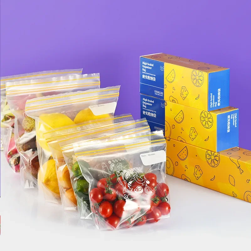 15/25/30pcs Silicone Food Storage Containers Vegetable Freezing Sealed Bags Reusable Freezer Bag Zipper Leakproof Fruits Bag