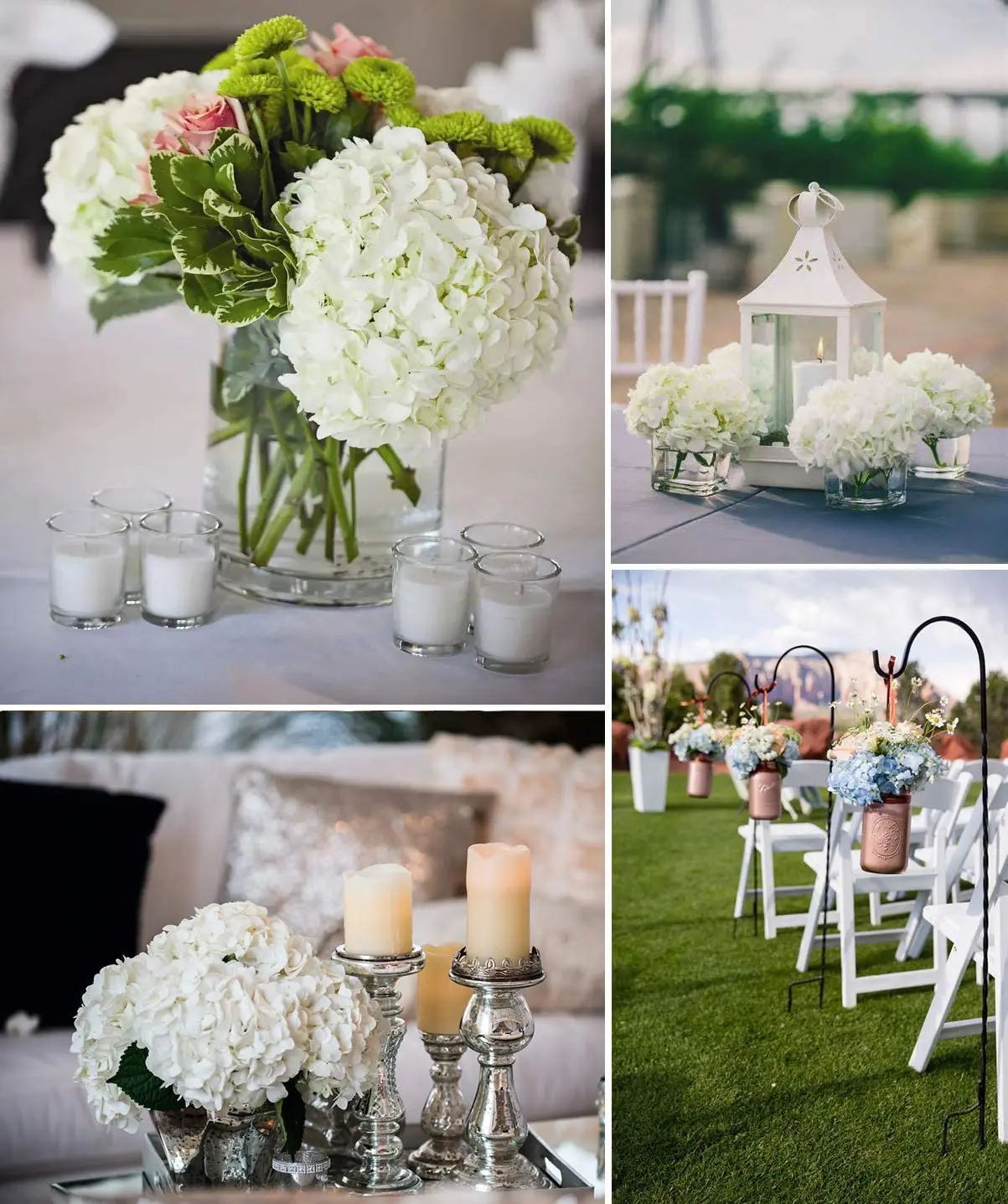 Artificial Hydrangea Flowers 5PCS 54 Heads Silk Hydrangea Heads Artificial Flowers with Stems for Home Wedding Party Decoration