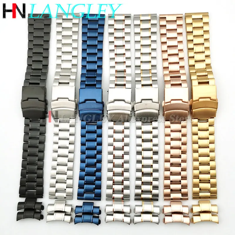 Premium Solid Stainless Steel Arc-End Watch Strap - Universal Replacement Bracelet