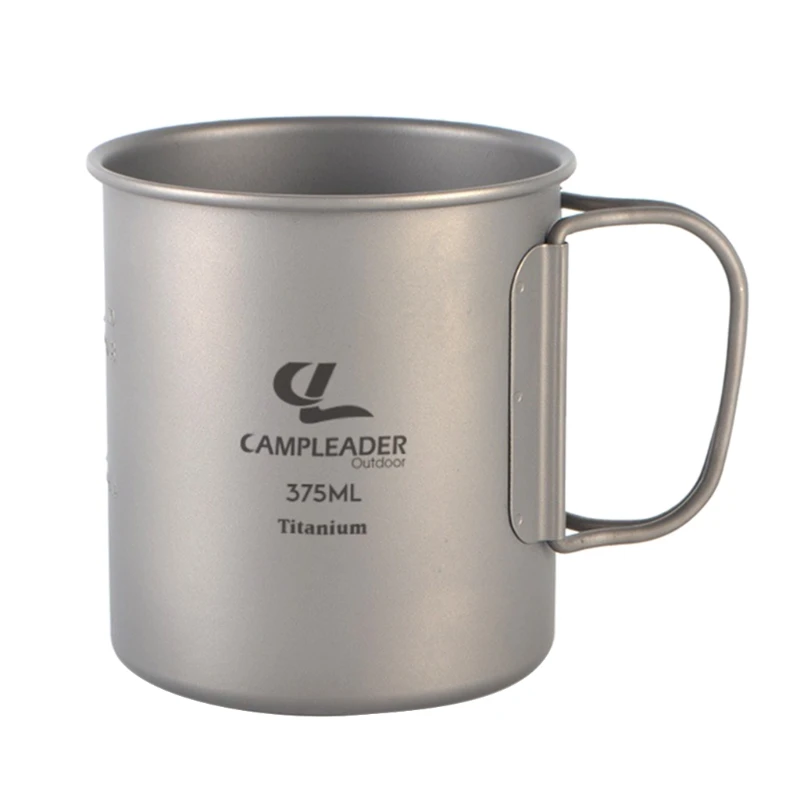 

Ultralight Titanium Cup Outdoor Portable Camping Picnic Water Cup Mug with Foldable Handle with Foldable Handle 375ml