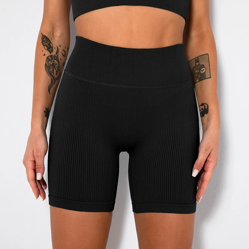 Seamless Knitted Sports Shorts Casual High Waist Push Up Cycling Shorts Fitness Running Tight Hip Lifting Yoga Shorts Sportswear 6