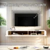52'' High Gloss Wall Mounted TV Cabinet, Floating TV Shelves，Modern Entertainment Media Console Center Large Storage TV Bench 5