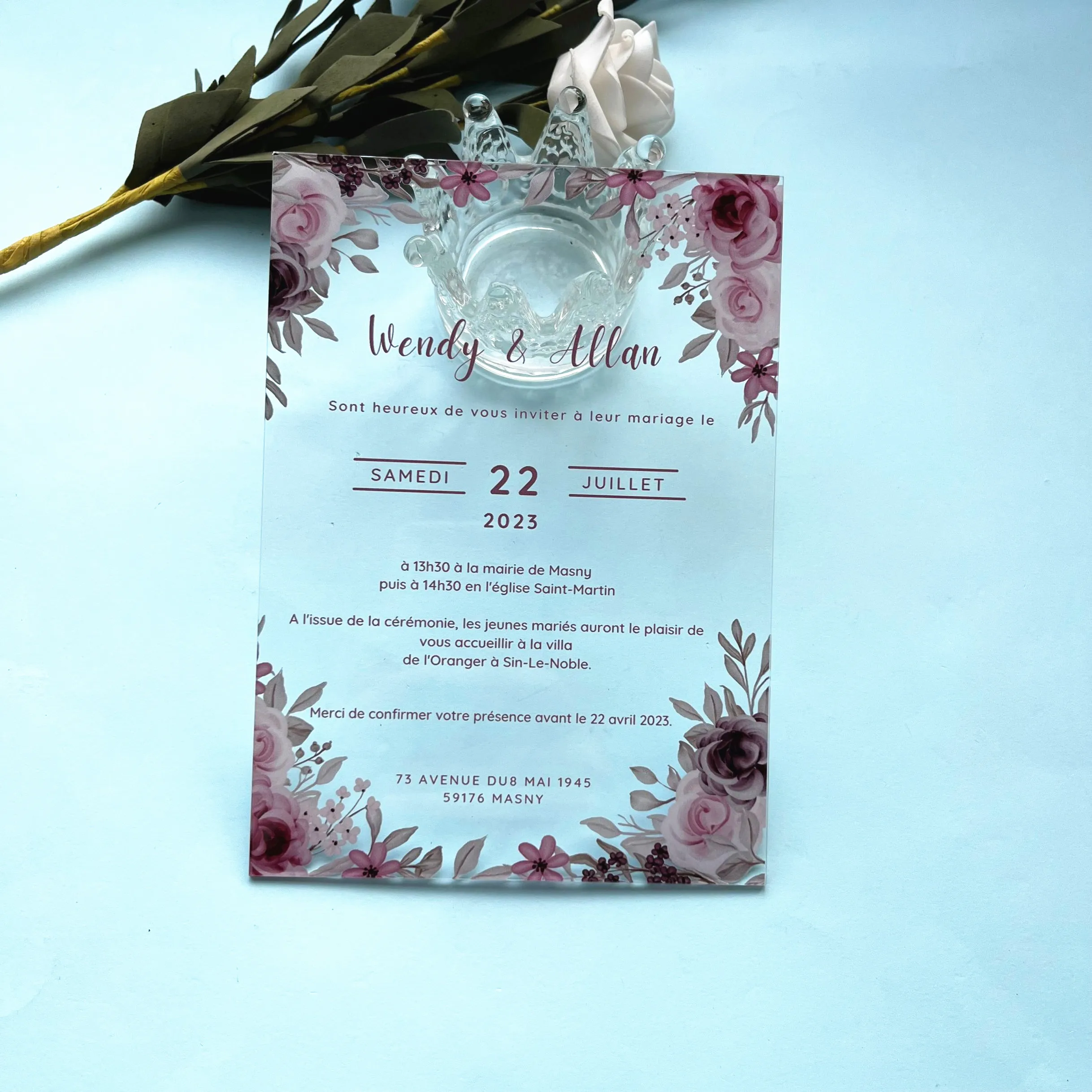 Transparent PVC Acrylic Invitation Card 10PCS for Wedding