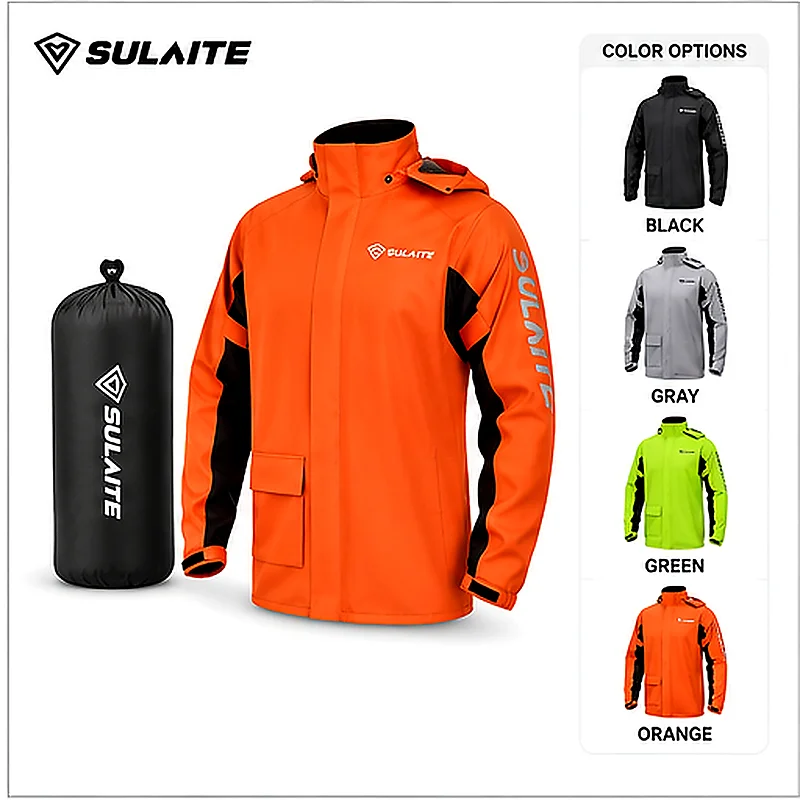 SULAITE SLT0901 경량 방수 오토바이 레인코트 남성용 후드형 통기성 TPU 라이딩 레인 재킷 아웃도어 투어링 기어