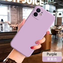 Sleek Matte Square Silicone Phone Case with Camera Protection - iPhone 12 Mini (Purple)