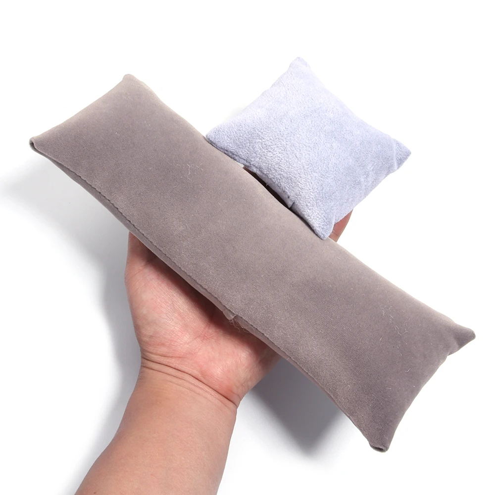 1pcs 팔찌 시계 디스플레이 베개 벨벳 PU 가죽 리넨 쥬얼리 케이스 팔찌 쿠션 홀더 쇼 사진 도구 도매