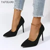 Fashion Point Toe Solid Flock Stiletto High Heels 10Cm/7Cm Sexy Women Pumps Elegant Ladies Office Work Shoes Small Size 33 4