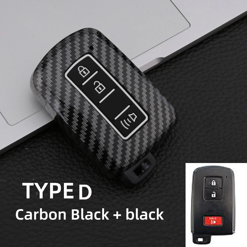 ABS Carbon Car key case For Toyota Prius CHR Aygo Corolla Yaris RAV4 Camry Land Cruiser Highlander Prado Auris Avalon Accessorie