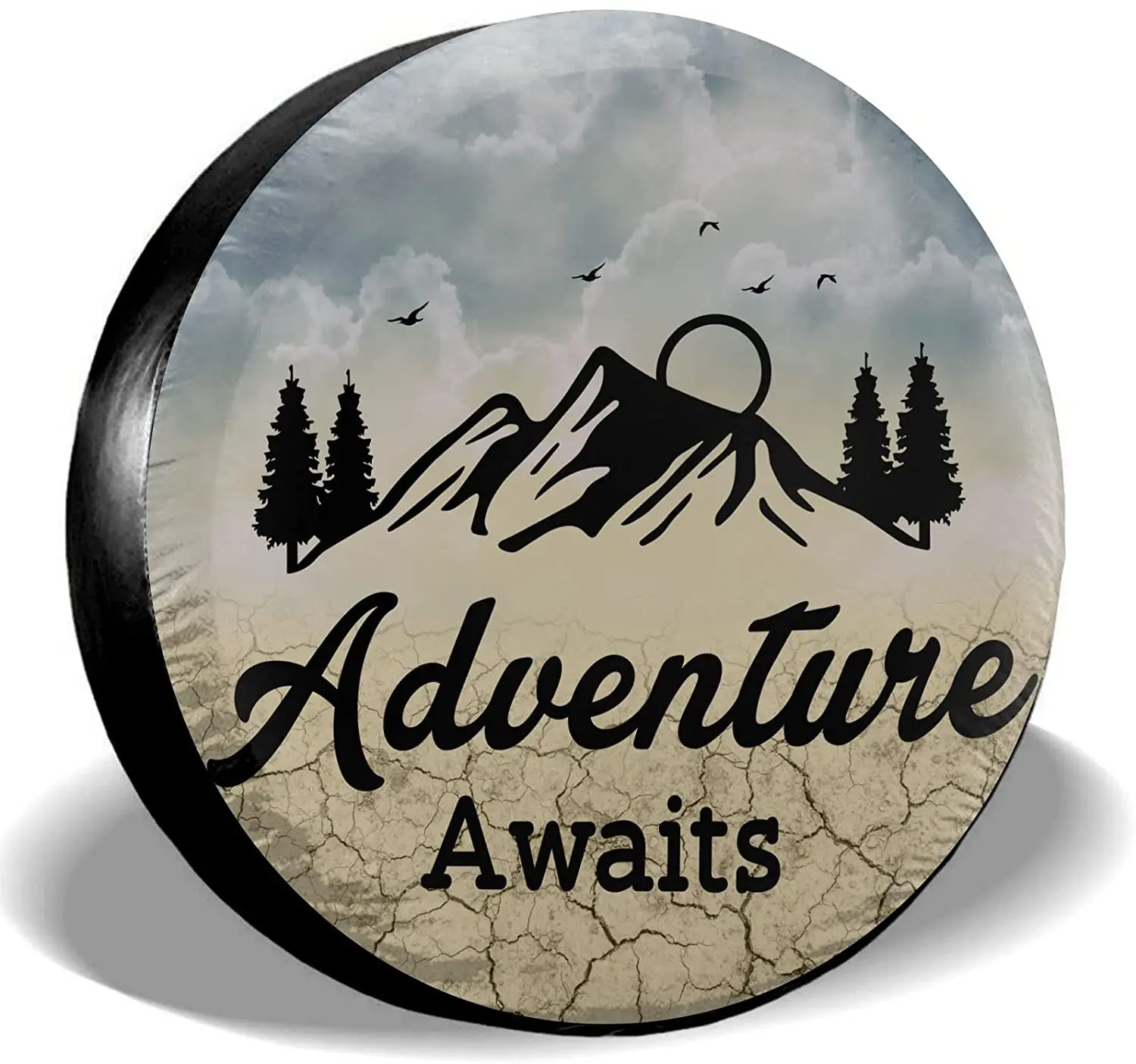 

Lobani Adventure Await Camping Camper Spare Tire Cover Protectors Weatherproof Universal Wheel Tire Covers for Rv SUV Rv Straile