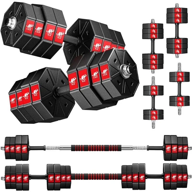 

44Lbs 66Lbs 88Lbs 3 in 1 Adjustable Weights Dumbbells Barbell Set, Home Fitness Weight Set