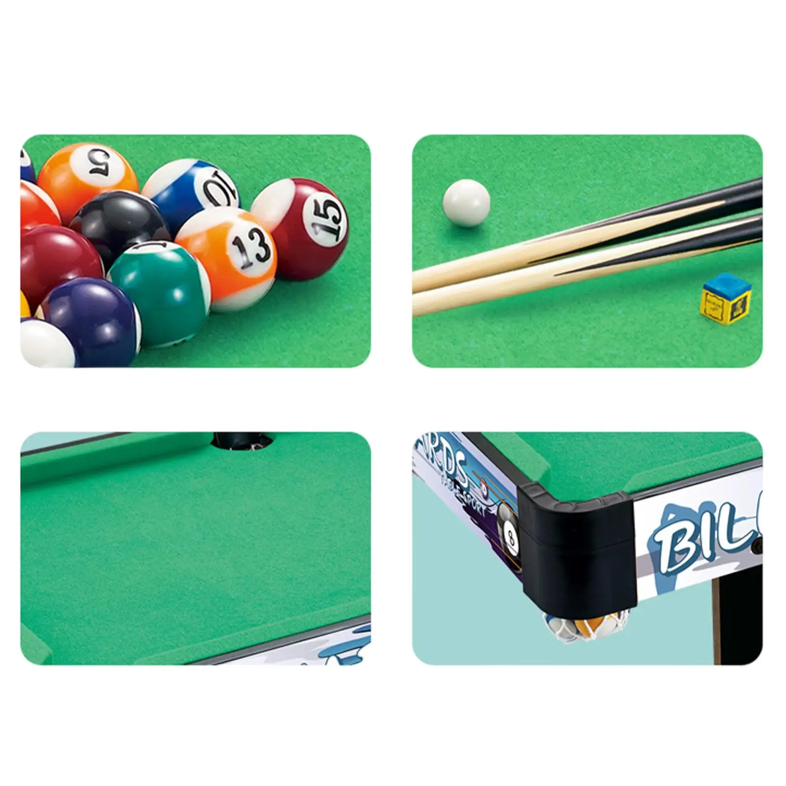 Billiard Pool Set Desktop Snooker 15 Colorful Balls, 1 Cue Ball Leisure Game Toy Small Tabletop Billiards for Home Office Use