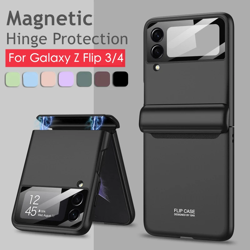 

Magnetic Case for Samsung Galaxy Z Flip 4 Flip3 5G Magnetic Hinge Full Protection Camera Lens Cover Z Flip3 Flip4 Back Case