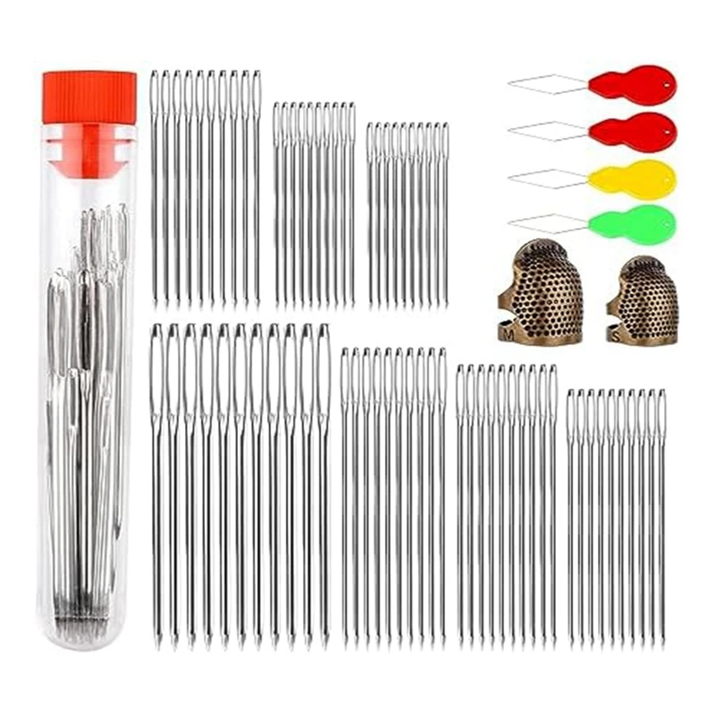 

70Pcs Large Eye Sewing Needles, Hand Sewing Needles Stitching Needles For Hand Sewing For Hand Sewing Crafts Durable Silver