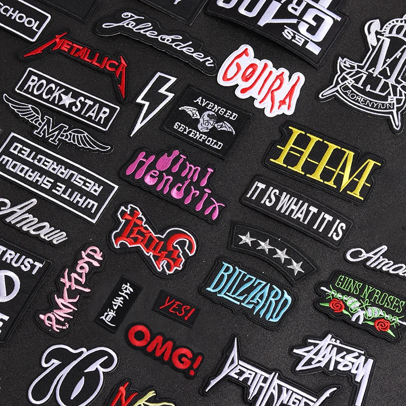 Iron On Patches Band Clothe Embroidery Applique Sewing Supplies Decorative Handmade Badges ROCK MUSIC
