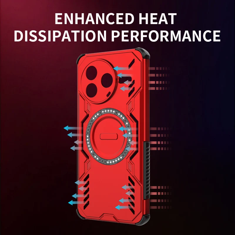 Mecha Heat Dissipation Anti-Drop Magnetic Phone Case with Air Cushion Protection
