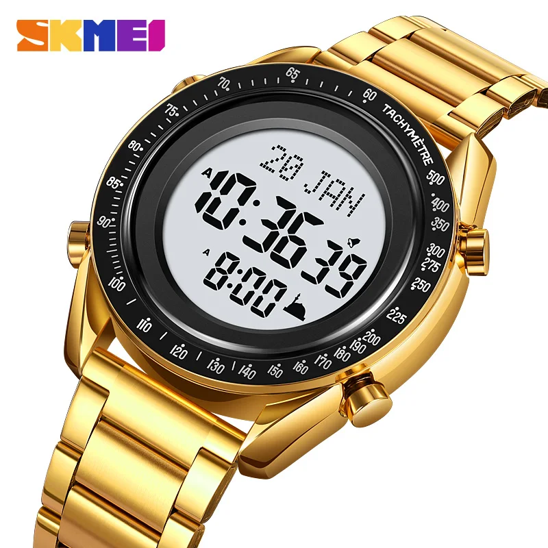 SKMEI Fashion Luxury Digital Watch For Men Qibla Pilgrimage Multifunction Electronic Wristwatch Date LED Waterproof Male Clock skmei business luxury multifunction watch for men fashion dual time chrono led electronic wristwatch waterproof digital clock