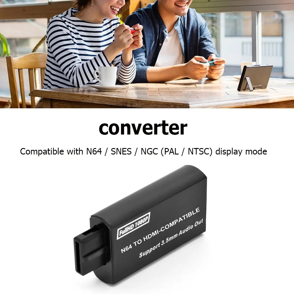 Game Console N64 to HDMI-compatible Converter N64 to HDTV Adapter Plug and Play for SNES/NGC/SFC HDMI Adapter 3.5mm Audio Output