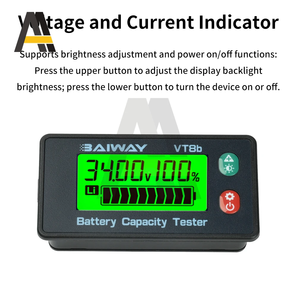 Tester di capacità della batteria digitale LCD DC 8-120V con display multiparametrico per batterie al litio per veicoli elettrici - immagine 5