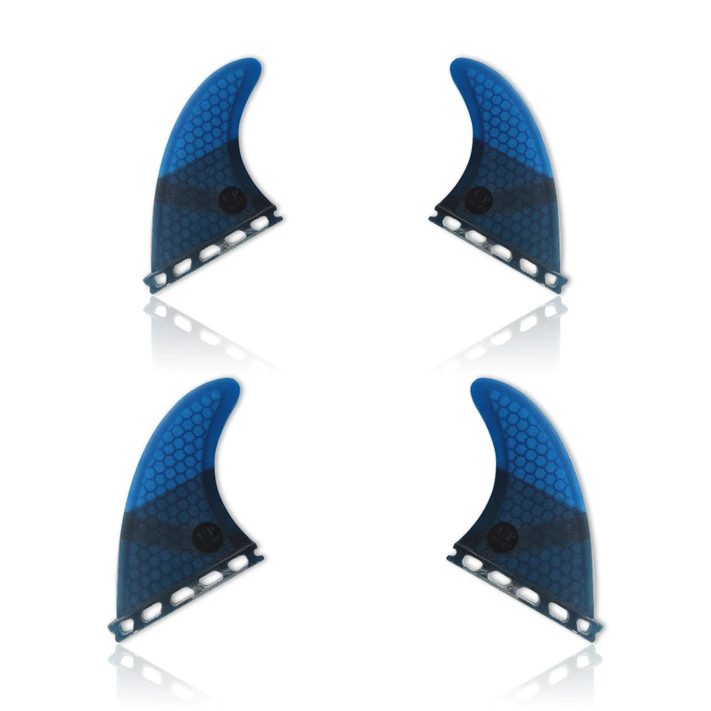 Surfboard Single Tabs Fin UK2.1 Size Quad Fin Set Blue Color Fiberglass Honeycomb Good Quilhas Surf Fin Sup Accessories