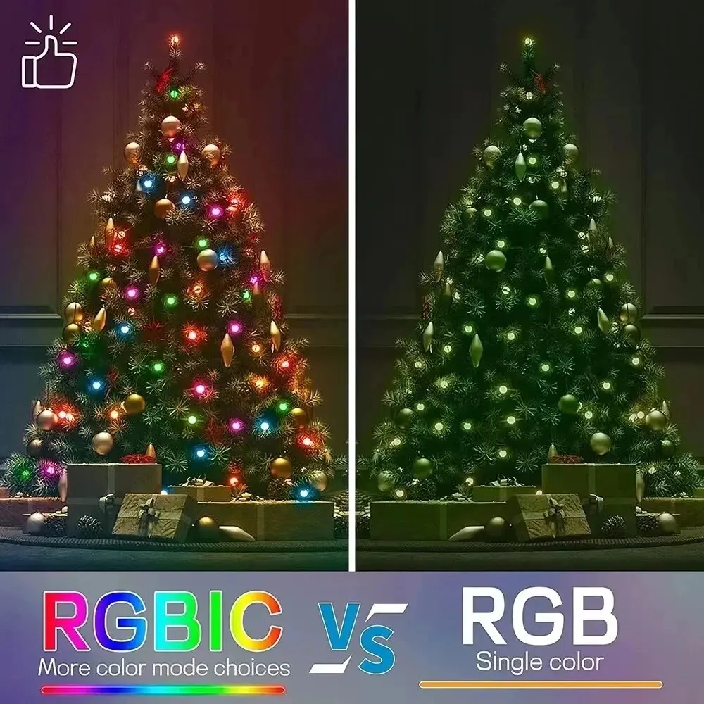 와이파이 BLE 글로브 요정 조명, 야외 RGB 화환 페스툰 파티 정원 웨딩 장식, LED 스트링 조명, 알렉사 구글 보이스, 33 전구