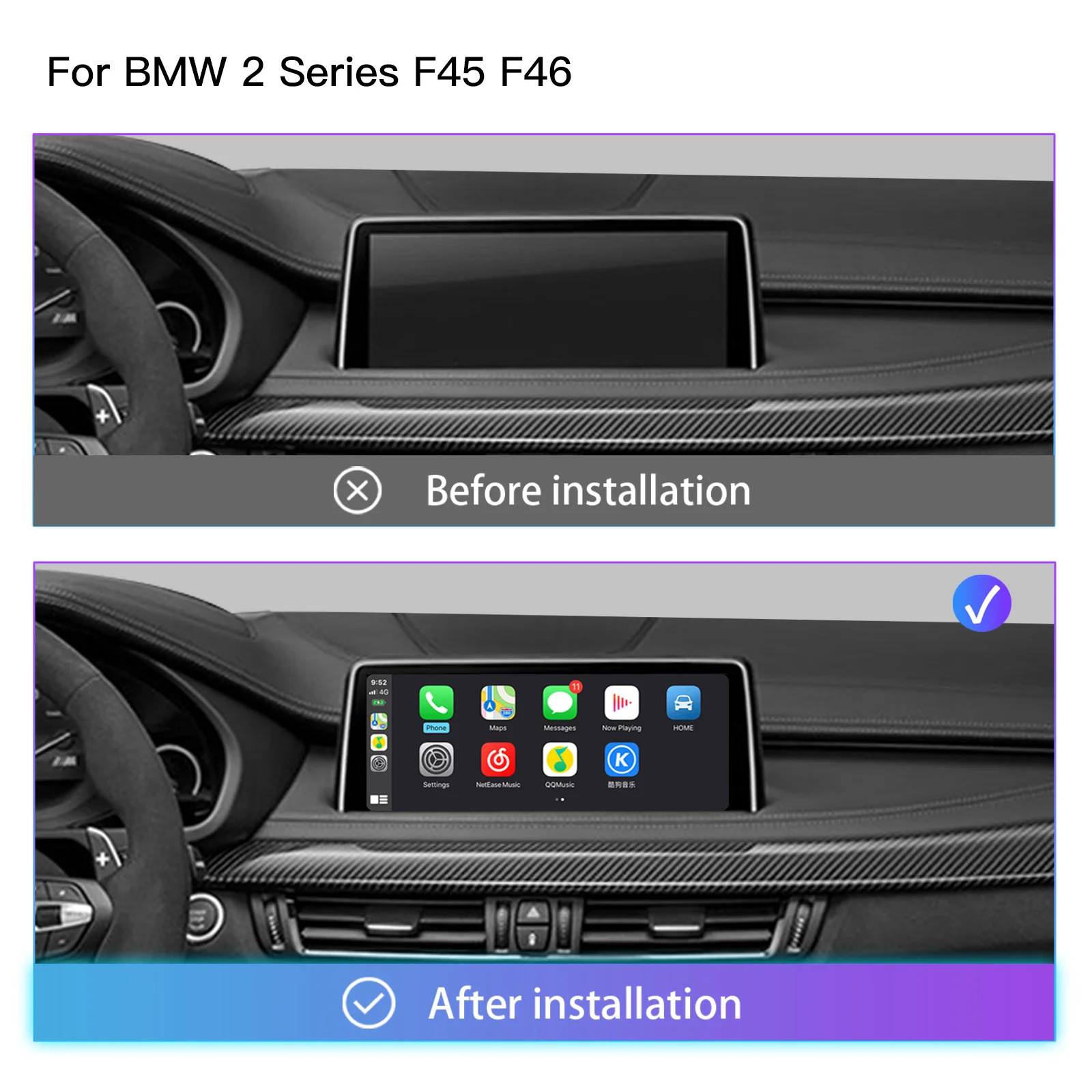 Radio para Auto Uckazy Android 14 de 10.25 Pulgadas para BMW F45 F46 F87 2013-2018, Carplay, Multimedia, GPS, Navegación, Estéreo, DSP, Pantalla, Unidad Principal, Audio 4G 3