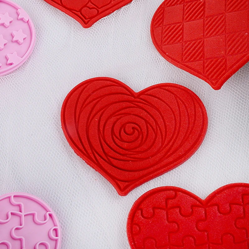 Heart Shape Stamp Polymer Clay Cutting Mold Valentine's Day Rose Pattern Embossing Texture Decoration 6pcs Pottery Tools polymer clay tools clay sculpting tools pottery sculpting tools clay craft tool