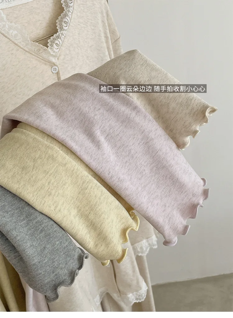 Koreanische Frauen Pyjama Neue Lounge Langarm Top Hose Zwei Stück Set Herbst Winter Nachtwäsche Weibliche Hause Tragen Conjuntos de pijama – Detail 5