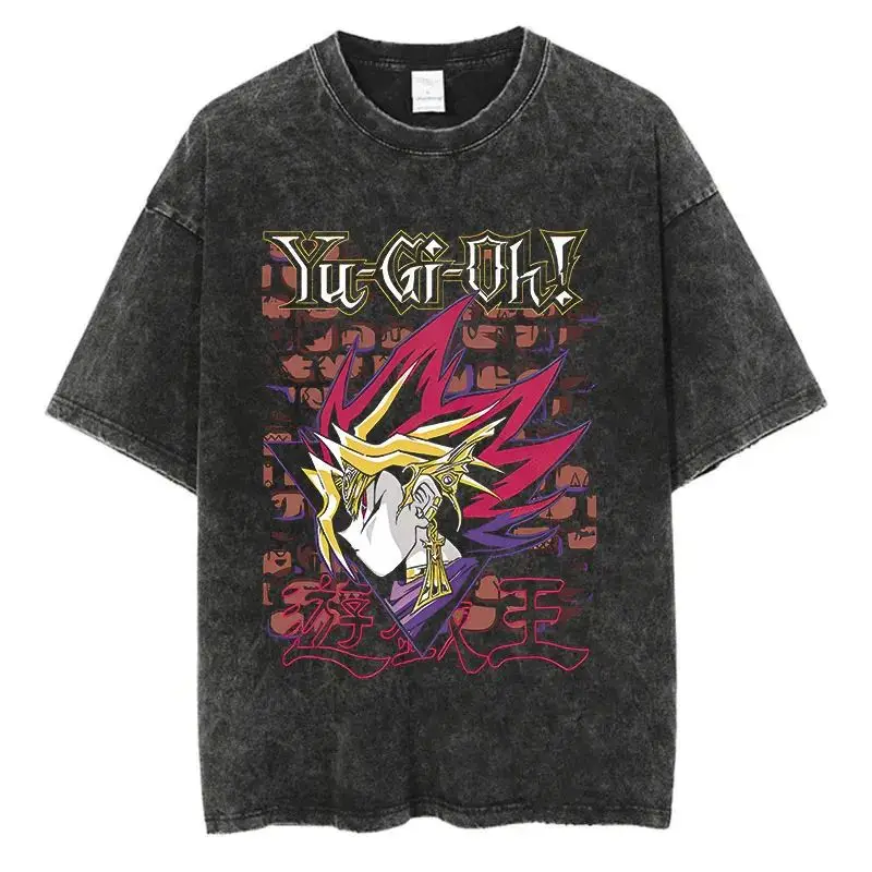 Yu-Gi-Oh! Osiris der Himmelsdrache Übergroßes T-Shirt Vintage Washed Anime Grafik-T-Shirt für Herren Harajuku Streetwear Kurzarm-Oberteil – Detail 12