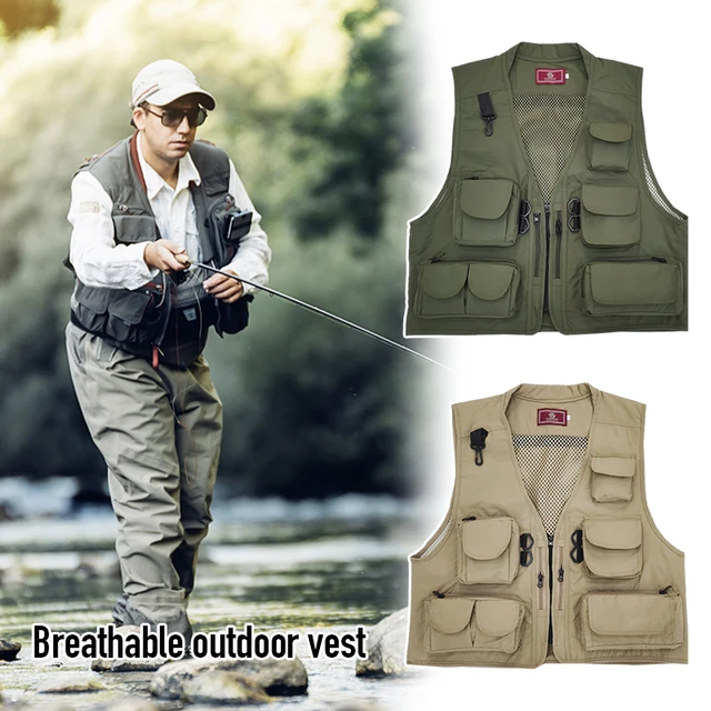 Mens Fishing Vest Photographer Waistcoat Tactical Mesh Cargo Sleeveless  Jacket Stylish Multi-Magic Pocket Vest for