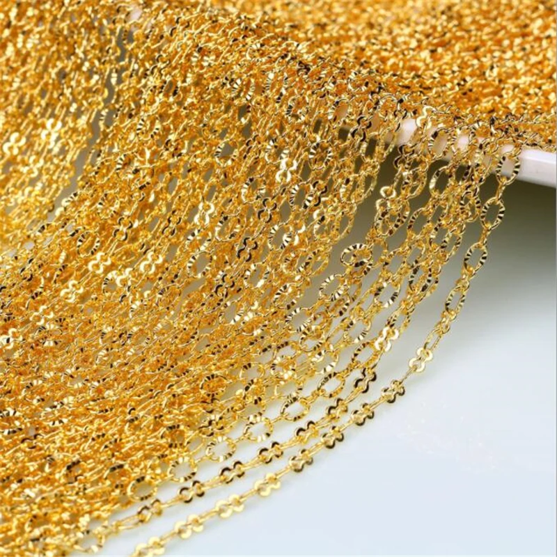 2 Meters 14K Gold Plated 8 Letter Chains Extension Tail Chain Jewelry Making DIY Necklace Bracelet Crafts Clothing Accessories