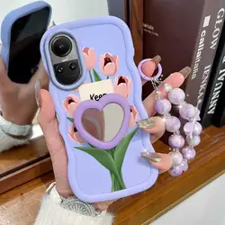 3 - Piece Set: Stay Happy Phone Case with Lanyard & Stand for OPPO Reno10 (PURPLE)