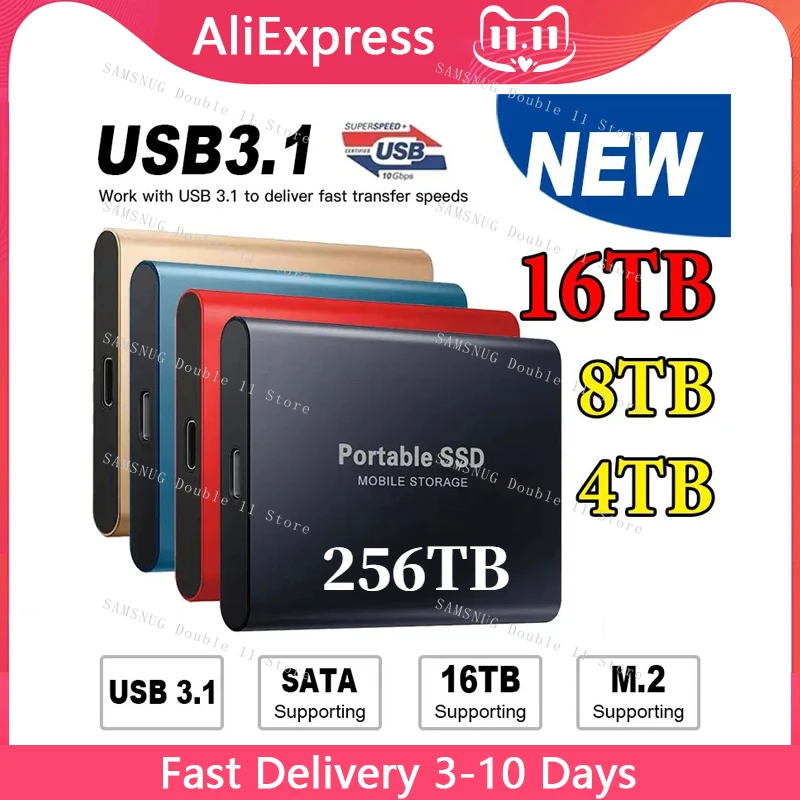 

256TB 2TB SSD Portable External USB 3.1 Type-C SSD External Hard Drive Flash Drive 8TB 256TB Hard Disks 외장하드 for Laptops/PC/ps4