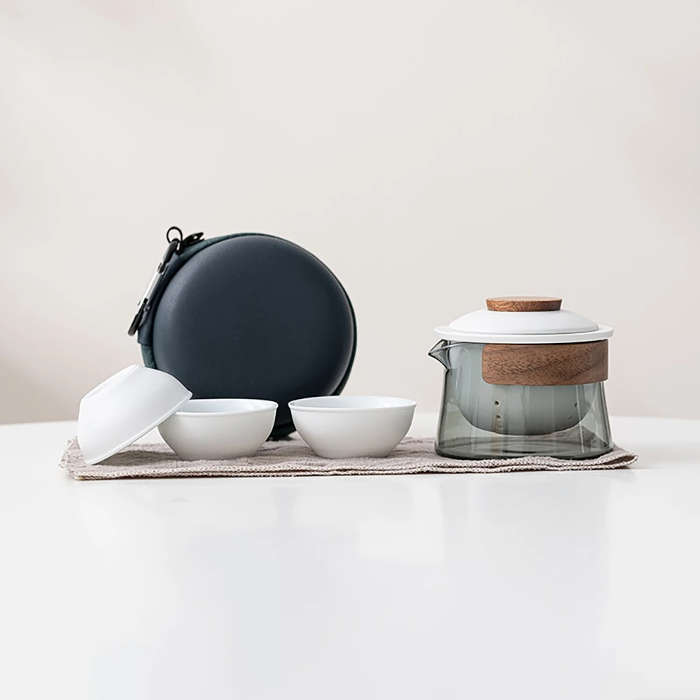

240ml Light And Simple Quick Cup Teapot Three Cups Portable Outdoor Tea Set Equipment With Storage Bag For Travling Camping