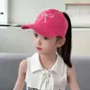 Bows Embroidered Kids Baseball Cap Girls High Ponytail Hat Adjustable Half-Hollow Top Children's Peaked Cap Summer Visor Caps 6